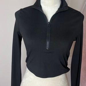 black cropped half zip jacket